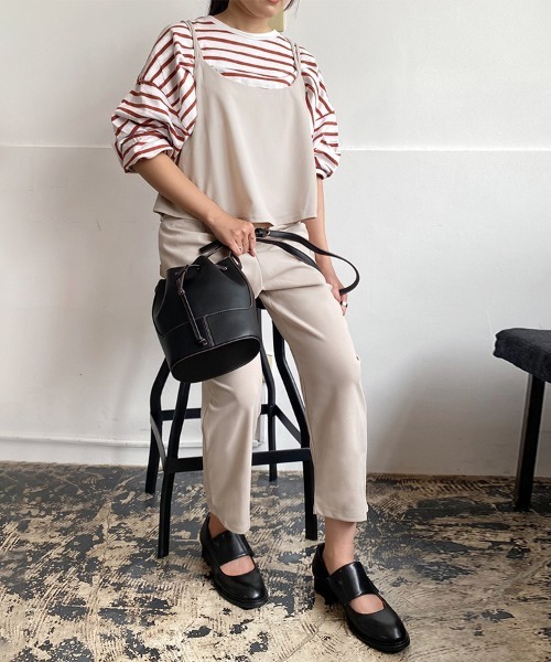 Doux Belle（ドゥーベル）の「バッククロスキャミオールインワン（サロペット/オーバーオール・レディース・ブラック/グレー/グリーン/ブルー/ベージュ・MEDIUM/LARGE/X-LARGE/XX-LARGE/SMALL）」の12枚目の写真