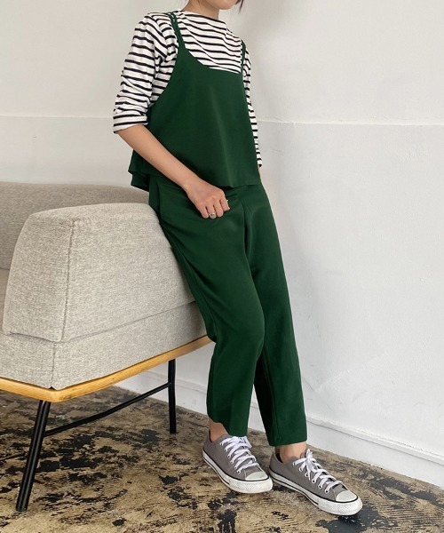 Doux Belle（ドゥーベル）の「バッククロスキャミオールインワン（サロペット/オーバーオール・レディース・ブラック/グレー/グリーン/ブルー/ベージュ・MEDIUM/LARGE/X-LARGE/XX-LARGE/SMALL）」の15枚目の写真