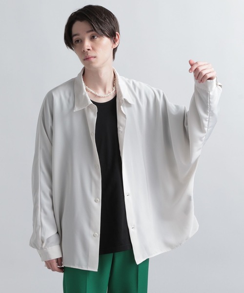 HARE（ハレ）の「ドルマンBIGシャツ(HARE)（シャツ/ブラウス・メンズ・ブラック/オフホワイト/グリーン/ブルー・SMALL/MEDIUM）」の2枚目の写真