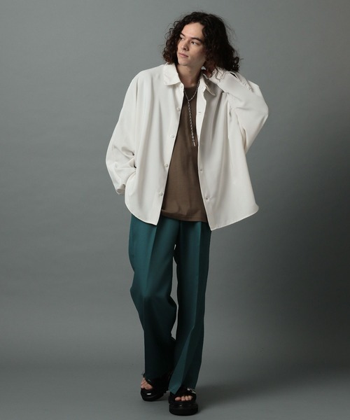 HARE（ハレ）の「ドルマンBIGシャツ(HARE)（シャツ/ブラウス・メンズ・ブラック/オフホワイト/グリーン/ブルー・SMALL/MEDIUM）」の13枚目の写真