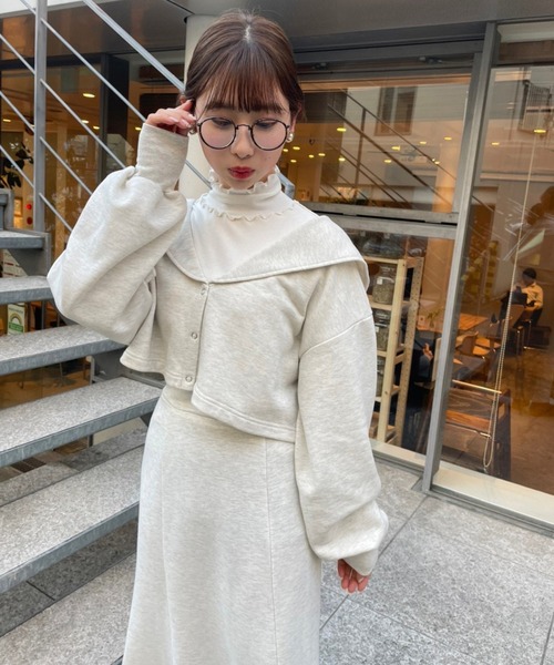 one after another NICE CLAUP（ワンアフターアナザーナイスクラップ）の「セーラーカラートップスとマーメイドスカートセットアップ（ワンピース・レディース・ベージュ/オートミール/ブルー系その他・FREE）」の19枚目の写真