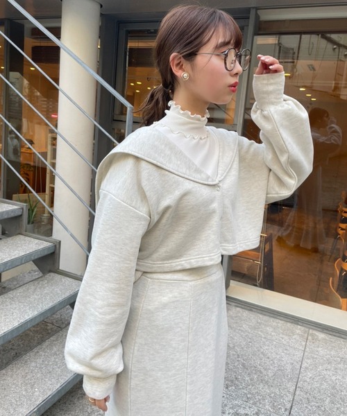 one after another NICE CLAUP（ワンアフターアナザーナイスクラップ）の「セーラーカラートップスとマーメイドスカートセットアップ（ワンピース・レディース・ベージュ/オートミール/ブルー系その他・FREE）」の20枚目の写真