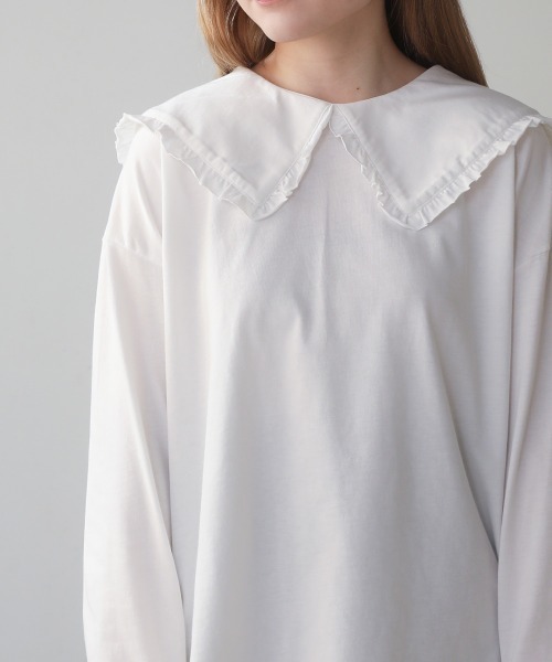 Bab（バブ）の「フリルビックカラーカットソー（Tシャツ/カットソー・レディース・ブラック/オフホワイト・M）」の18枚目の写真