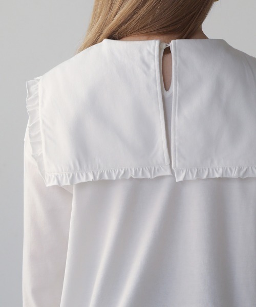 Bab（バブ）の「フリルビックカラーカットソー（Tシャツ/カットソー・レディース・ブラック/オフホワイト・M）」の14枚目の写真