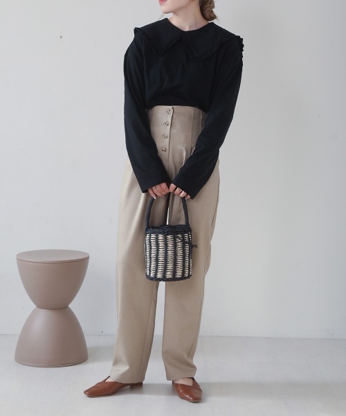 Bab（バブ）の「フリルビックカラーカットソー（Tシャツ/カットソー・レディース・ブラック/オフホワイト・M）」の15枚目の写真