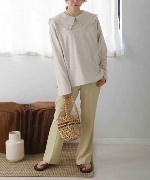 Bab（バブ）の「フリルビックカラーカットソー（Tシャツ/カットソー・レディース・ブラック/オフホワイト・M）」の5枚目の写真