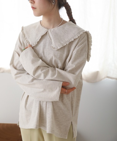 Bab（バブ）の「フリルビックカラーカットソー（Tシャツ/カットソー・レディース・ブラック/オフホワイト・M）」の19枚目の写真