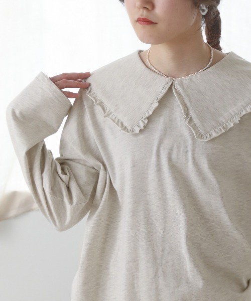 Bab（バブ）の「フリルビックカラーカットソー（Tシャツ/カットソー・レディース・ブラック/オフホワイト・M）」の12枚目の写真