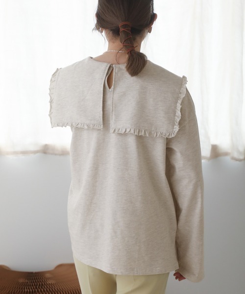 Bab（バブ）の「フリルビックカラーカットソー（Tシャツ/カットソー・レディース・ブラック/オフホワイト・M）」の8枚目の写真