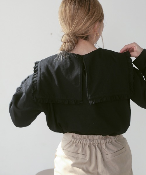 Bab（バブ）の「フリルビックカラーカットソー（Tシャツ/カットソー・レディース・ブラック/オフホワイト・M）」の20枚目の写真