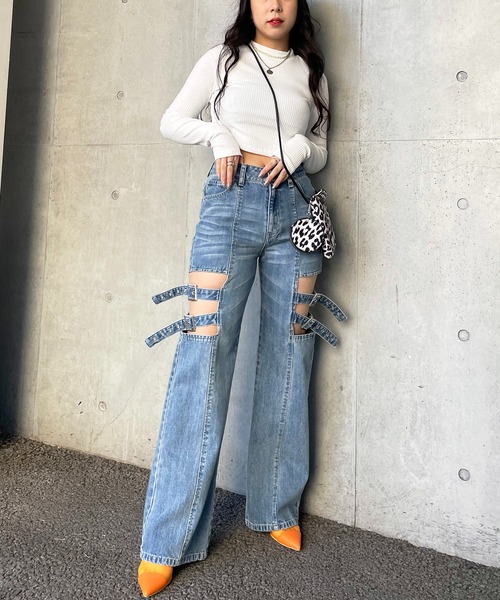 SPIRALGIRL（スパイラルガール）の「プチハイ長袖リブトップス（Tシャツ/カットソー・レディース・ブラック/ベージュ/オフホワイト・FREE）」の6枚目の写真