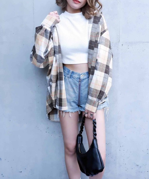 SPIRALGIRL（スパイラルガール）の「プチハイ長袖リブトップス（Tシャツ/カットソー・レディース・ブラック/ベージュ/オフホワイト・FREE）」の8枚目の写真