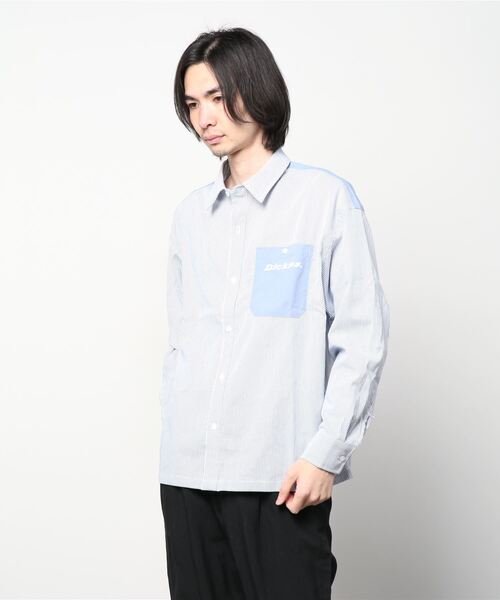 セール Dickies メンズ ストライブ ロングスリープシャツ 配色 長袖シャツ シャツ ブラウス Dickies ディッキーズ のファッション通販 Zozotown