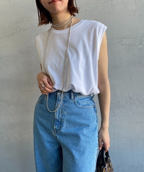 HANES（ヘインズ）の「[HANES/ヘインズ] 2P ジャパンフィット ノースリーブパックTシャツ（Tシャツ/カットソー・レディース・ホワイト×ブラック/ホワイト×グレー・M/L）」の12枚目の写真