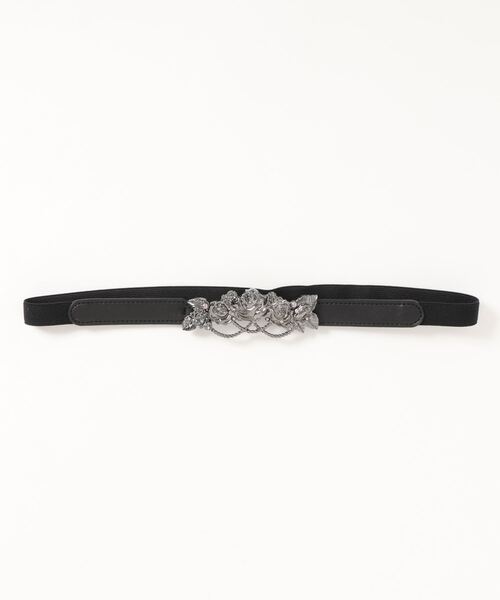 axes femme POETIQUE(アクシーズファムポエティック)の「ロージー細ゴムベルト(ベルト・レディース・ブラック/キナリ/アンティークゴールド・MEDIUM)」の2枚目の写真