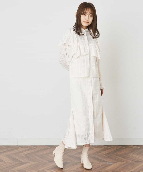 A de a.v.v（アードアー・ヴェ・ヴェ）の「［SET UP対応］レースラッフル袖コンシャスブラウス（シャツ/ブラウス・レディース・ホワイト/ブラック/ライトピンク・38/36）」の16枚目の写真