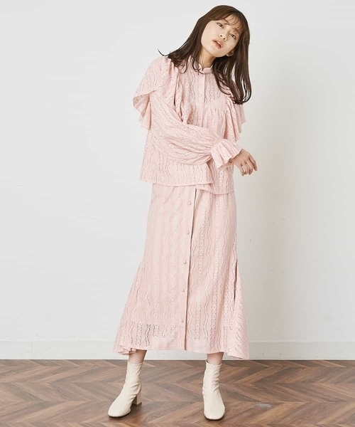 A de a.v.v（アードアー・ヴェ・ヴェ）の「［SET UP対応］レースラッフル袖コンシャスブラウス（シャツ/ブラウス・レディース・ホワイト/ブラック/ライトピンク・38/36）」の8枚目の写真