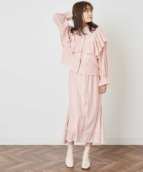 A de a.v.v（アードアー・ヴェ・ヴェ）の「［SET UP対応］レースラッフル袖コンシャスブラウス（シャツ/ブラウス・レディース・ホワイト/ブラック/ライトピンク・38/36）」の20枚目の写真