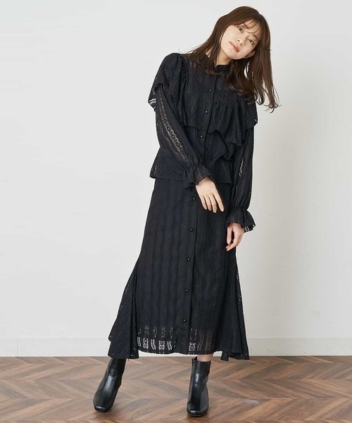 A de a.v.v（アードアー・ヴェ・ヴェ）の「［SET UP対応］レースラッフル袖コンシャスブラウス（シャツ/ブラウス・レディース・ホワイト/ブラック/ライトピンク・38/36）」の6枚目の写真