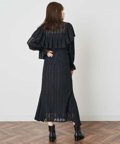 A de a.v.v（アードアー・ヴェ・ヴェ）の「［SET UP対応］レースラッフル袖コンシャスブラウス（シャツ/ブラウス・レディース・ホワイト/ブラック/ライトピンク・38/36）」の5枚目の写真