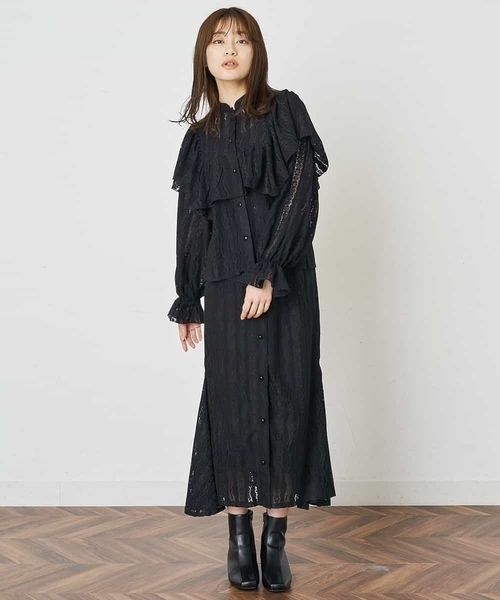 A de a.v.v（アードアー・ヴェ・ヴェ）の「［SET UP対応］レースラッフル袖コンシャスブラウス（シャツ/ブラウス・レディース・ホワイト/ブラック/ライトピンク・38/36）」の12枚目の写真