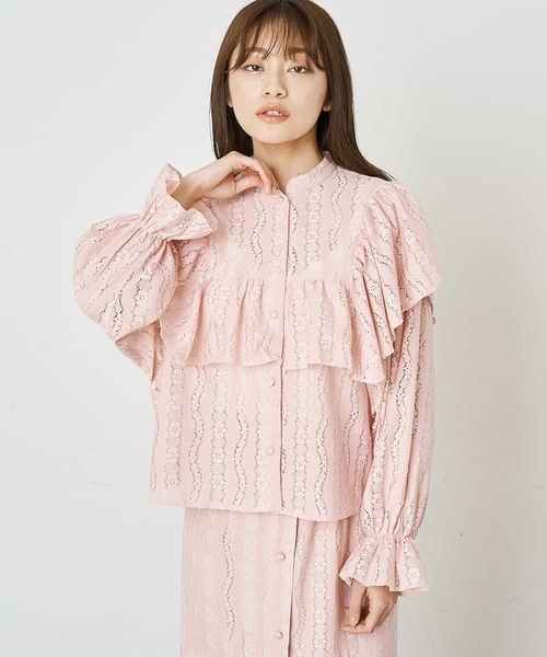 A de a.v.v（アードアー・ヴェ・ヴェ）の「［SET UP対応］レースラッフル袖コンシャスブラウス（シャツ/ブラウス・レディース・ホワイト/ブラック/ライトピンク・38/36）」の14枚目の写真