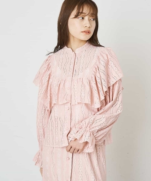 A de a.v.v（アードアー・ヴェ・ヴェ）の「［SET UP対応］レースラッフル袖コンシャスブラウス（シャツ/ブラウス・レディース・ホワイト/ブラック/ライトピンク・38/36）」の21枚目の写真