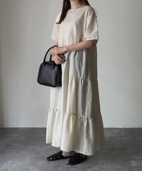 Riberry（リベリー）の「デザインティアードワンピース/バックリボンワンピース（ワンピース・レディース・オレンジ/ブラック/アイボリー・FREE）」の4枚目の写真