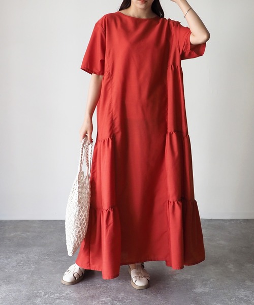 Riberry（リベリー）の「デザインティアードワンピース/バックリボンワンピース（ワンピース・レディース・オレンジ/ブラック/アイボリー・FREE）」の12枚目の写真