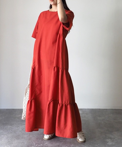 Riberry（リベリー）の「デザインティアードワンピース/バックリボンワンピース（ワンピース・レディース・オレンジ/ブラック/アイボリー・FREE）」の15枚目の写真