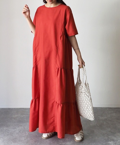 Riberry（リベリー）の「デザインティアードワンピース/バックリボンワンピース（ワンピース・レディース・オレンジ/ブラック/アイボリー・FREE）」の16枚目の写真