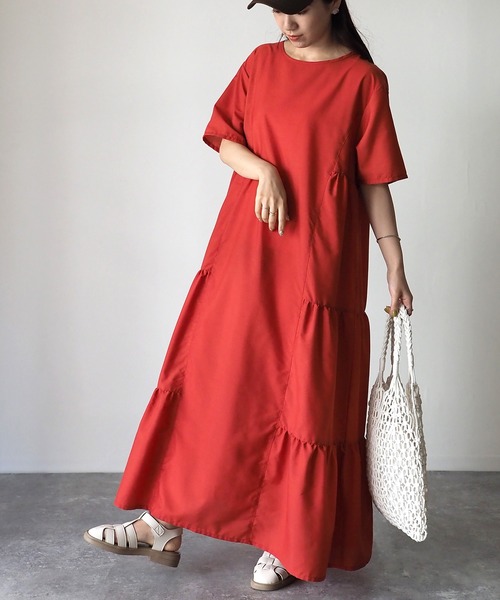 Riberry（リベリー）の「デザインティアードワンピース/バックリボンワンピース（ワンピース・レディース・オレンジ/ブラック/アイボリー・FREE）」の14枚目の写真