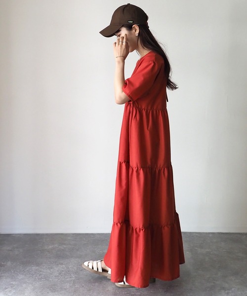 Riberry（リベリー）の「デザインティアードワンピース/バックリボンワンピース（ワンピース・レディース・オレンジ/ブラック/アイボリー・FREE）」の19枚目の写真