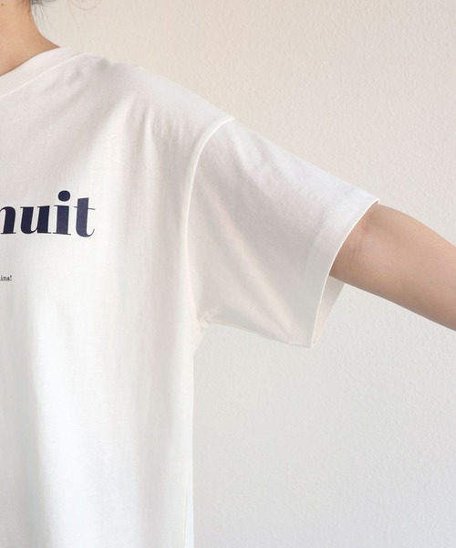 andme（アンドミー）の「コットン天竺フレンチロゴプリントTシャツ（Tシャツ/カットソー・レディース・ホワイト×ネイビー/ホワイト×グリーン/ホワイト×レッド/ホワイト×イエロー/ホワイト×ピンク・M/S）」の15枚目の写真