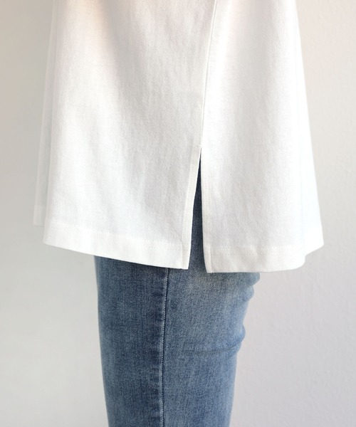 andme（アンドミー）の「コットン天竺フレンチロゴプリントTシャツ（Tシャツ/カットソー・レディース・ホワイト×ネイビー/ホワイト×グリーン/ホワイト×レッド/ホワイト×イエロー/ホワイト×ピンク・M/S）」の16枚目の写真