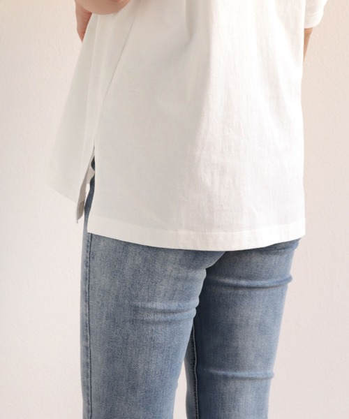 andme（アンドミー）の「コットン天竺フレンチロゴプリントTシャツ（Tシャツ/カットソー・レディース・ホワイト×ネイビー/ホワイト×グリーン/ホワイト×レッド/ホワイト×イエロー/ホワイト×ピンク・M/S）」の17枚目の写真