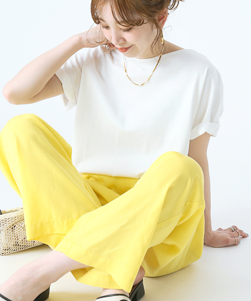 B.C STOCK（ベーセーストック）の「ドルマンラウンドテールTシャツ（Tシャツ/カットソー・レディース・ホワイト/ブラック/ブラウン/グリーン・FREE）」の2枚目の写真