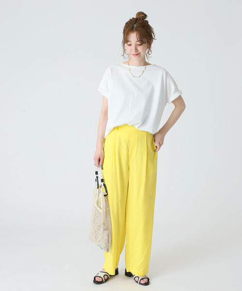 B.C STOCK（ベーセーストック）の「ドルマンラウンドテールTシャツ（Tシャツ/カットソー・レディース・ホワイト/ブラック/ブラウン/グリーン・FREE）」の9枚目の写真