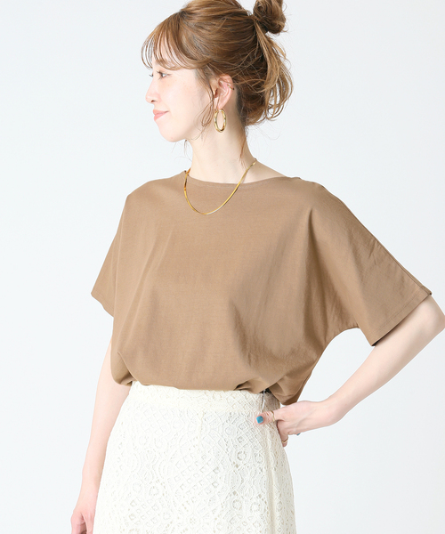 B.C STOCK（ベーセーストック）の「ドルマンラウンドテールTシャツ（Tシャツ/カットソー・レディース・ホワイト/ブラック/ブラウン/グリーン・FREE）」の14枚目の写真