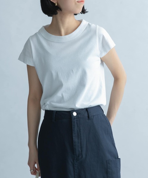 FORK&SPOON（フォークアンドスプーン）の「FORK&SPOON　コンパクトTシャツ（Tシャツ/カットソー・レディース・ライトブルー/ネイビー/オフホワイト/イエロー・1）」の2枚目の写真