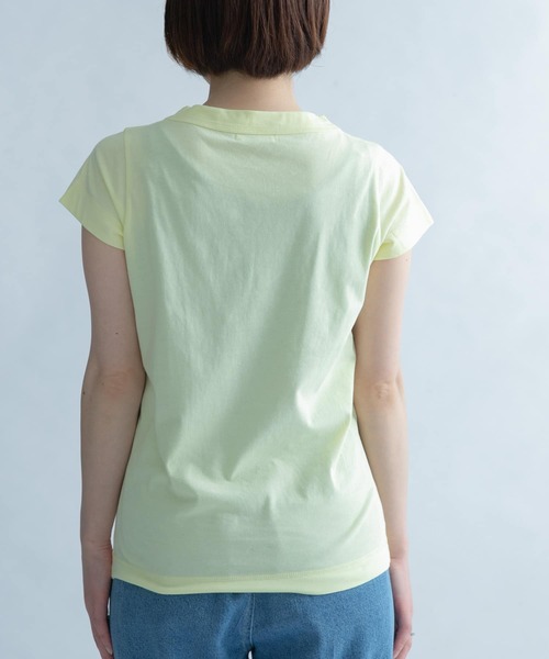 FORK&SPOON（フォークアンドスプーン）の「FORK&SPOON　コンパクトTシャツ（Tシャツ/カットソー・レディース・ライトブルー/ネイビー/オフホワイト/イエロー・1）」の4枚目の写真