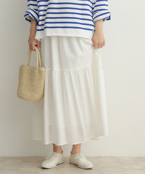 URBAN RESEARCH DOORS（アーバンリサーチドアーズ）の「切替レースティアードスカート（スカート・レディース・ブラック/オフホワイト/ミント・MEDIUM）」の4枚目の写真