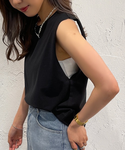 apres jour mignon(アプレジュールミニョン)の「タンクインナー【ZOZOTOWN限定アイテム】(タンクトップ・レディース・ブラック/オフホワイト/ピンク・フリー/X-LARGE)」の2枚目の写真