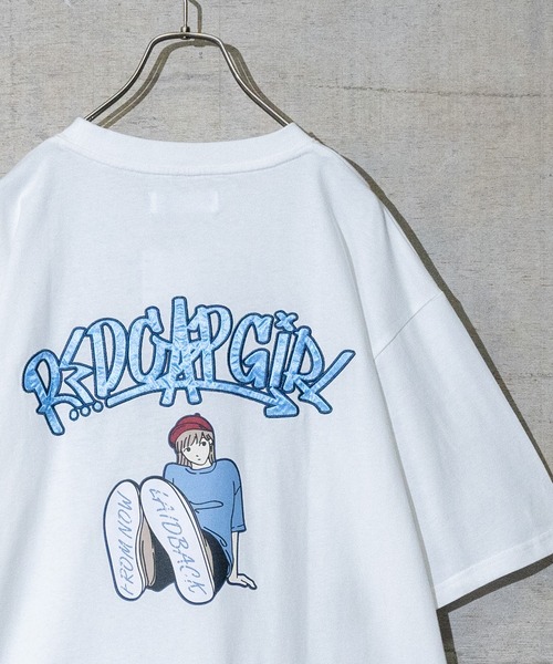 Red Cap Girl（レッドキャプガール）の「【a-r】〔Red Cap Girl/レッドキャップガール〕天竺バックワッペンロゴガールプリント 半袖BIGTシャツ（Tシャツ/カットソー・メンズ・ホワイト/グリーン/ブルー/ブラック・LARGE/MEDIUM/X-LARGE）」の2枚目の写真
