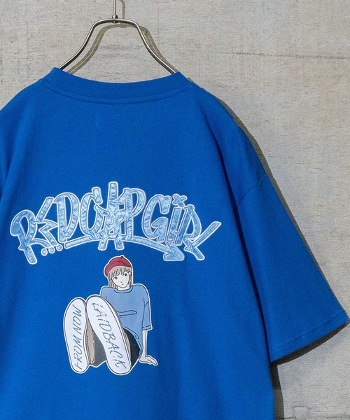 Red Cap Girl（レッドキャプガール）の「【a-r】〔Red Cap Girl/レッドキャップガール〕天竺バックワッペンロゴガールプリント 半袖BIGTシャツ（Tシャツ/カットソー・メンズ・ホワイト/グリーン/ブルー/ブラック・LARGE/MEDIUM/X-LARGE）」の9枚目の写真