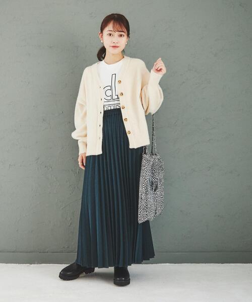 coen（コーエン）の「ウールライクプリーツスカート#（スカート・レディース・ダークグリーン/ネイビー/ダークグレー/マスタード・M/L）」の21枚目の写真