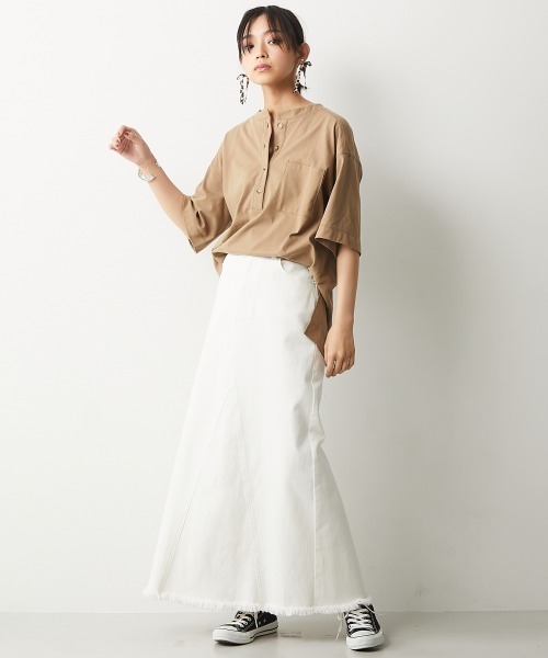 CHIC STYLE（シックスタイル）の「＜大きいサイズ＞綿100％ヘンリーネックカットソートップス シックスタイル（Tシャツ/カットソー・レディース・ベージュ/ブラウン・8/3/4/5/7/2/6）」の9枚目の写真