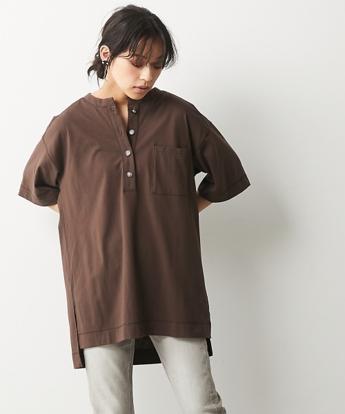 CHIC STYLE（シックスタイル）の「＜大きいサイズ＞綿100％ヘンリーネックカットソートップス シックスタイル（Tシャツ/カットソー・レディース・ベージュ/ブラウン・8/3/4/5/7/2/6）」の17枚目の写真