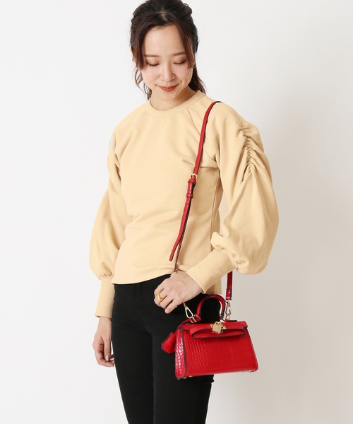 U by SPICK&SPAN(ユーバイスピックアンドスパン)の「ショルダーギャザースウェット◆(Tシャツ/カットソー・レディース・チャコールグレー/ベージュ・FREE)」の2枚目の写真