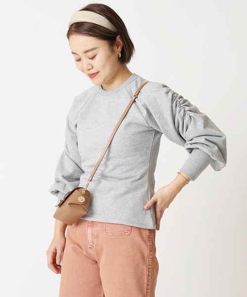 U by SPICK&SPAN(ユーバイスピックアンドスパン)の「ショルダーギャザースウェット◆(Tシャツ/カットソー・レディース・チャコールグレー/ベージュ・FREE)」の1枚目の写真